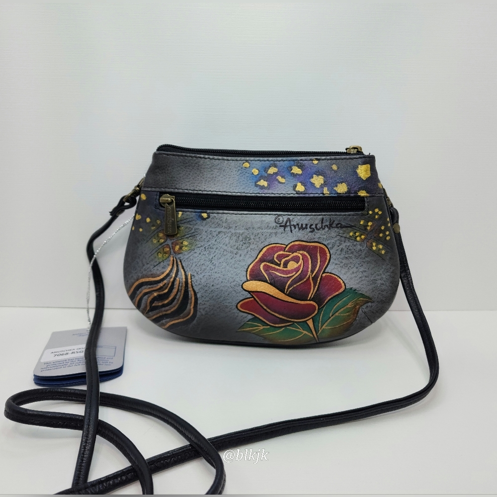 Anuschka Hand Painted Leather Crossbody Bag NWT - Picture 3 of 13